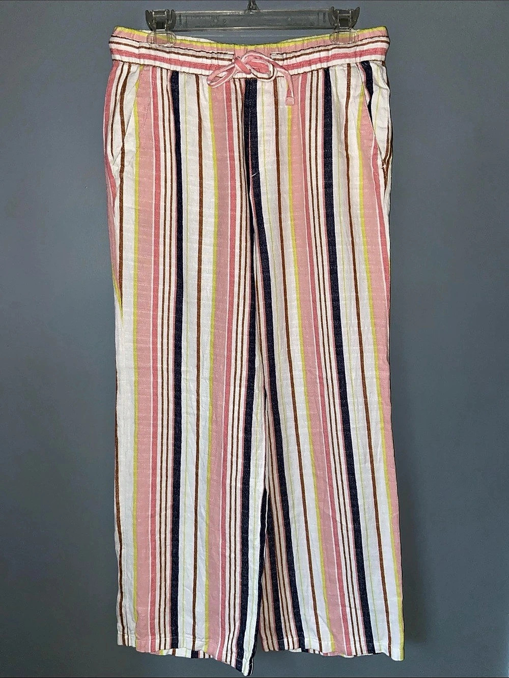 Old Navy Striped Wide Leg Pants in Pink & White Size Small